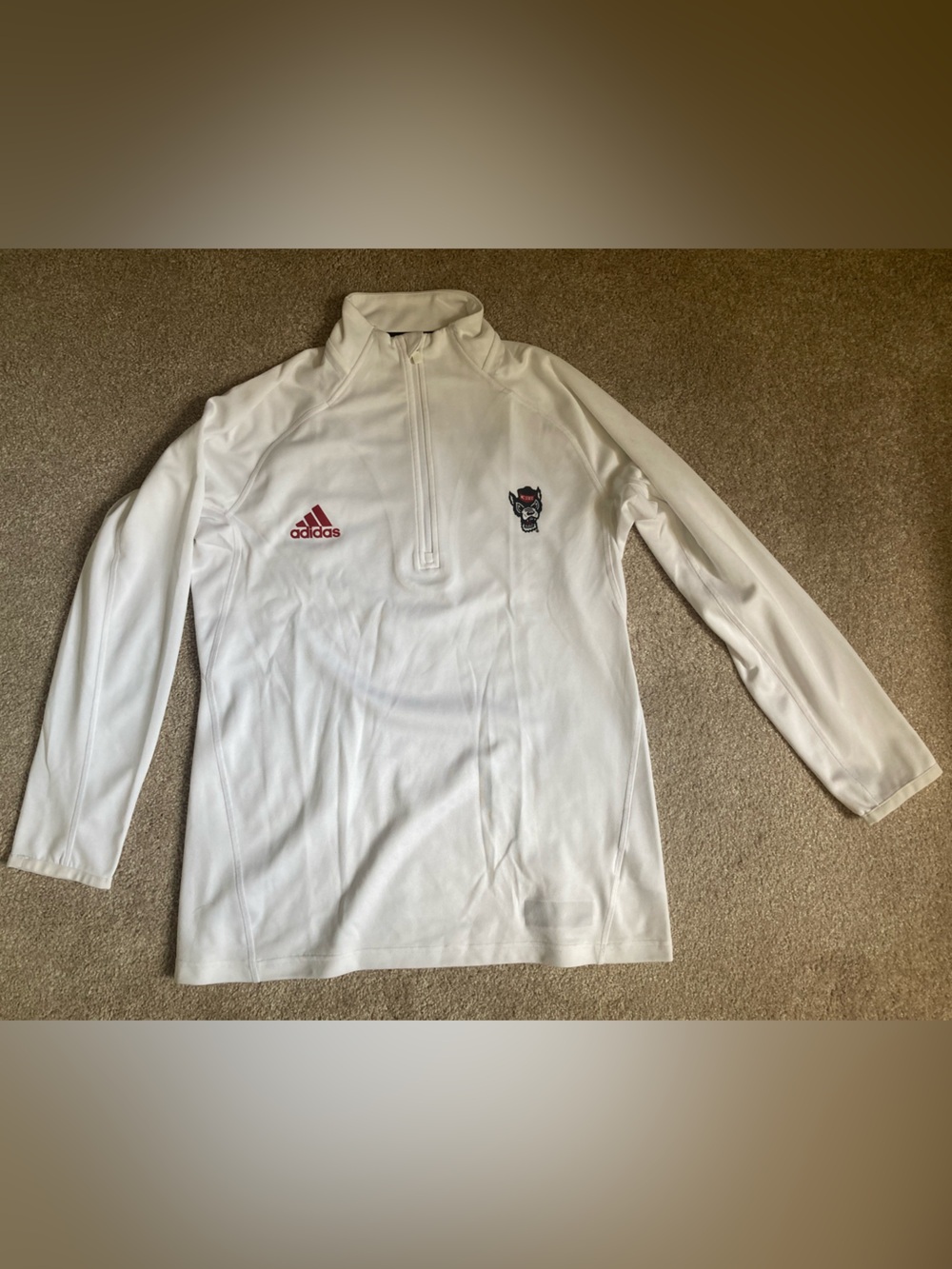 NC State white quarter zip